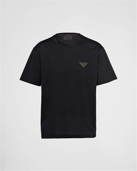 prada plain black t shirt|prada nylon off shoulder top.